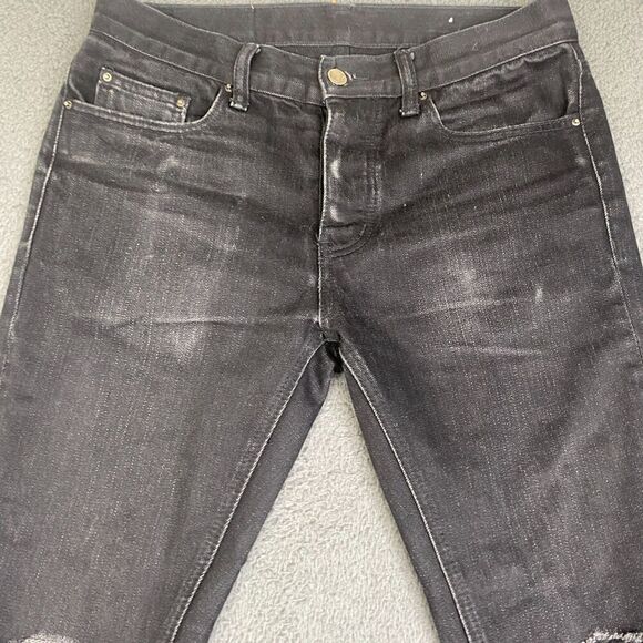 MNML Jeans Mens 30 (32x33) Skinny Distressed Black Wash Denim Casual - Picture 4 of 11
